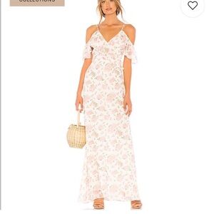 Revolve XS LPA Ruffle Neckline Floral Dress